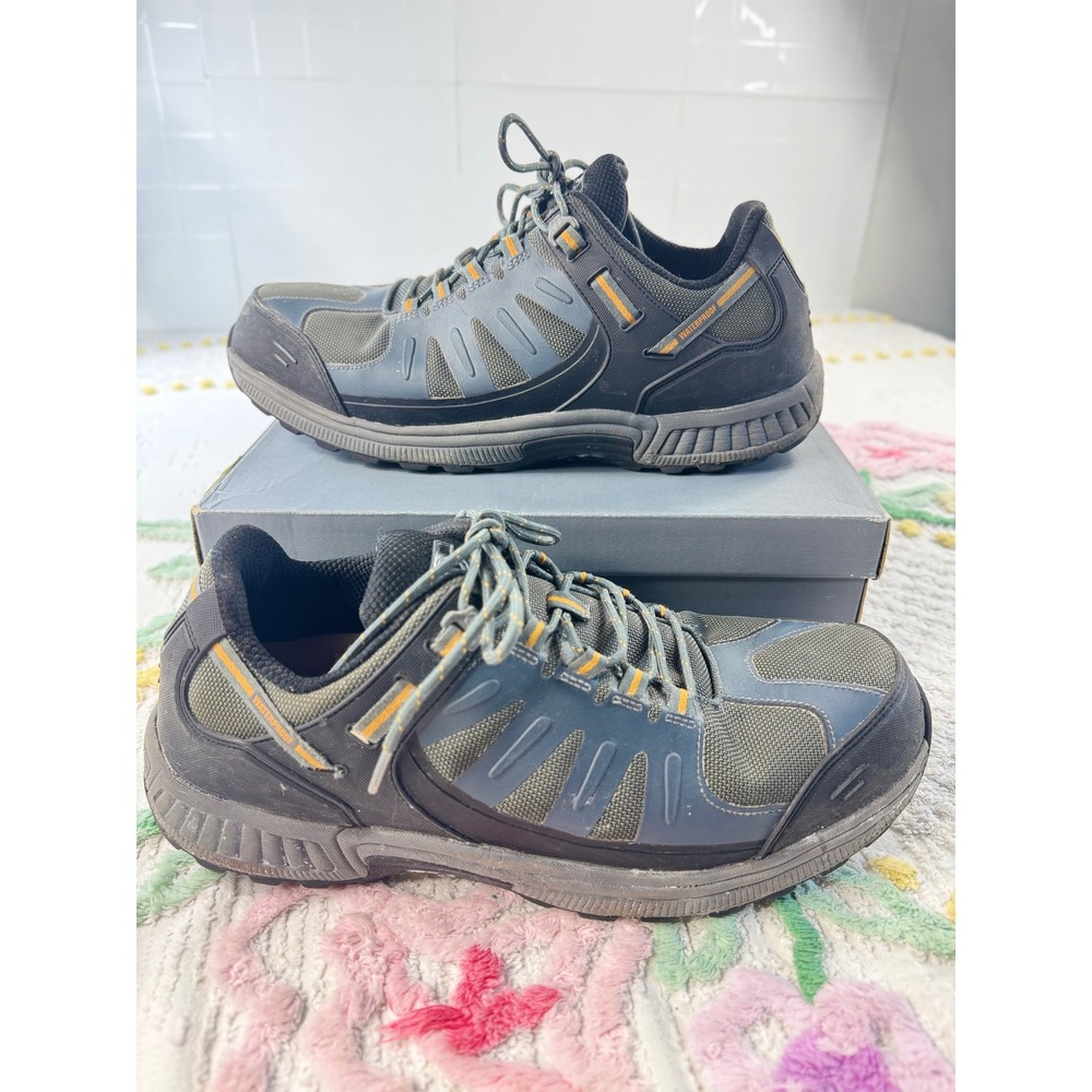 Orthofeet 647 Mens Waterproof Hiking Shoes Grey Blue 13 2E Wide Orthopedic
